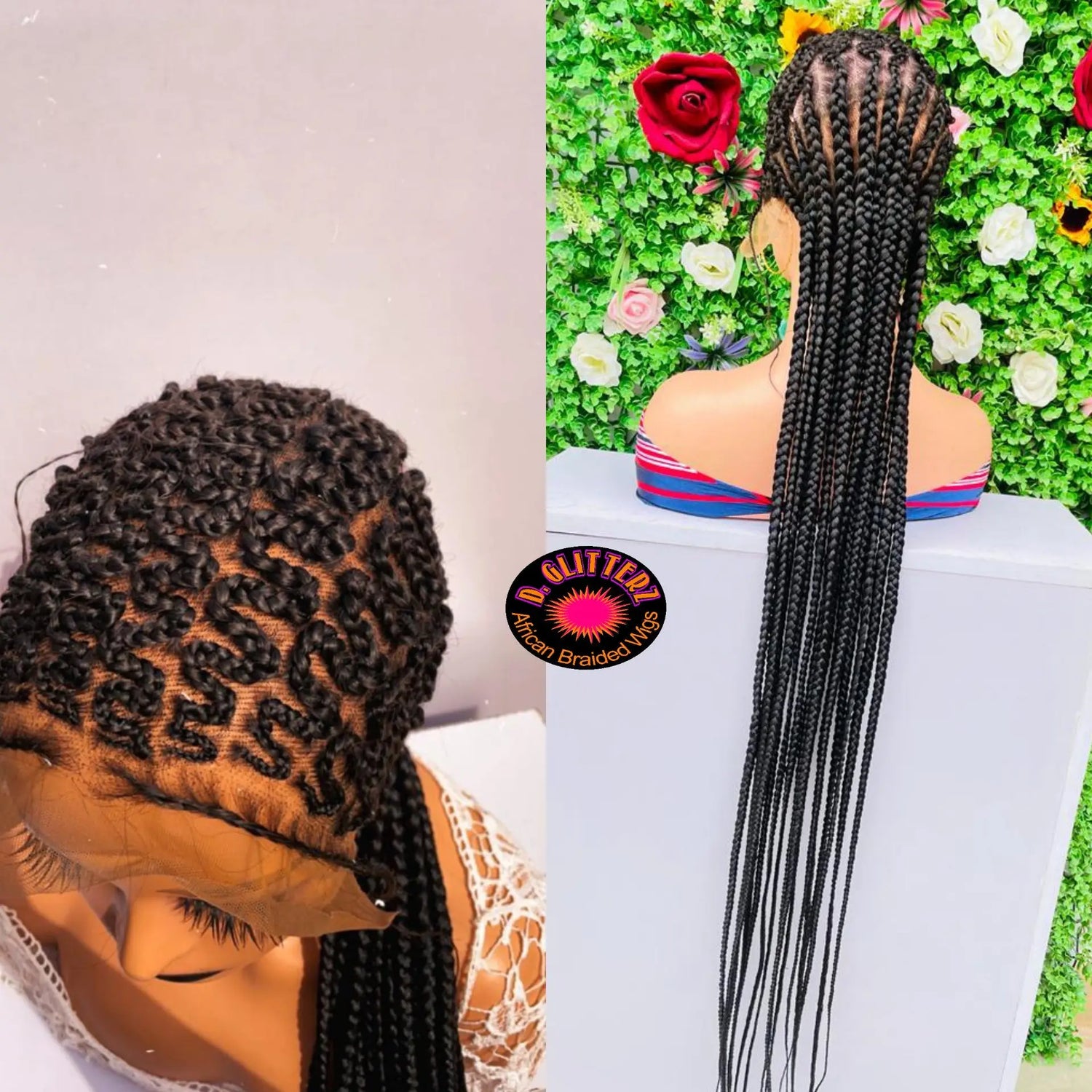 ZIGZAG ALL BACK BRAIDED WIGS ON FULL LACE CLOSURE - d.glitterzwigs