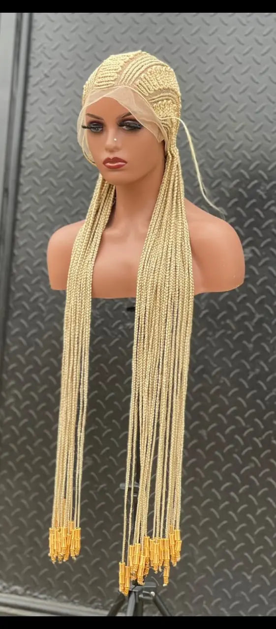 ZIGZAG All BACK AFRICAN  BRAIDED WIGS ON FULL LACE CLOSURE - d.glitterzwigs