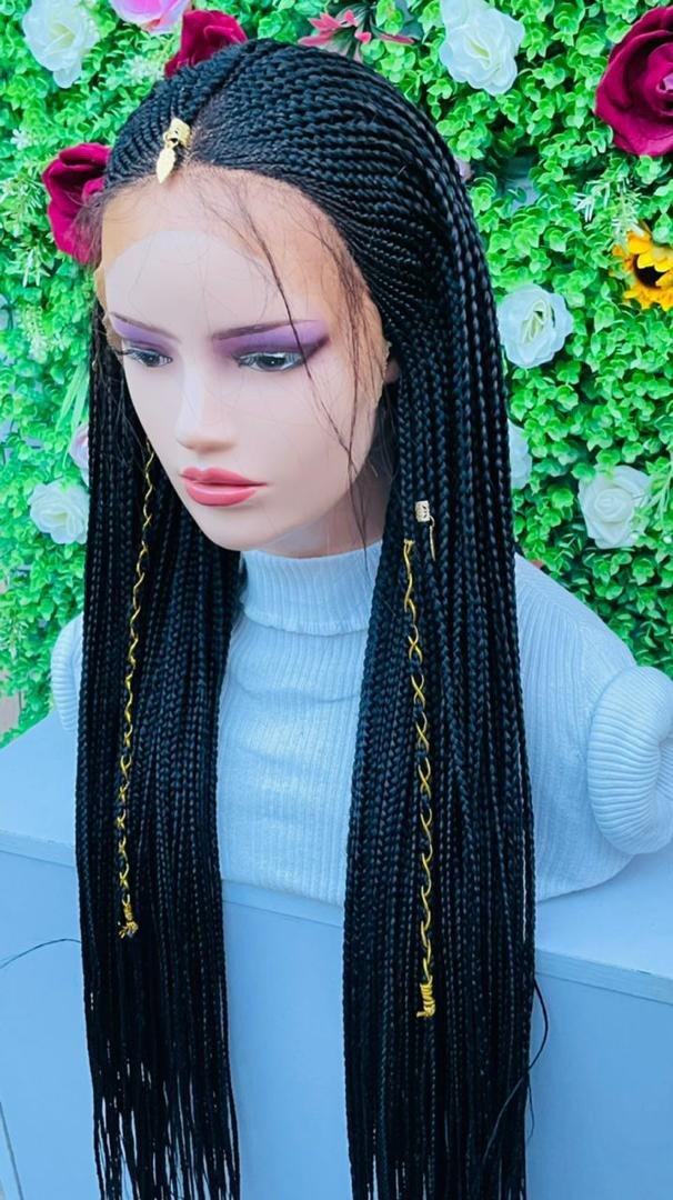 AFRICAN BRAIDED CONROW WIGS ON 13*4 FRONTAL LACE CLOSURE - d.glitterzwigs