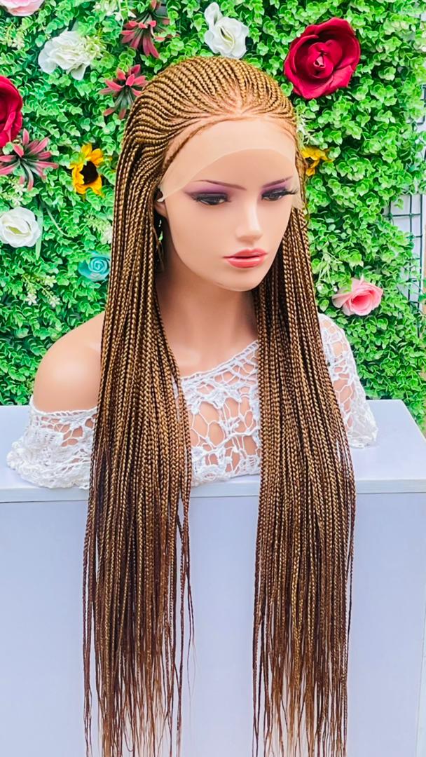 AFRICAN BRAIDED CONROW WIGS ON 13*6 FRONTAL LACE CLOSURE - d.glitterzwigs
