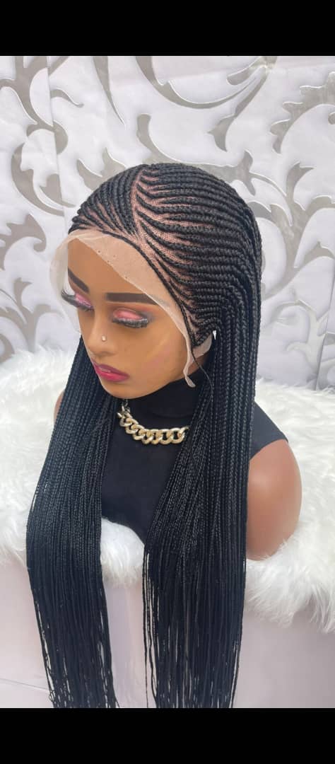 AFRICAN BRAIDED CONROW WIGS ON 13*6 LACE CLOSURE - d.glitterzwigs