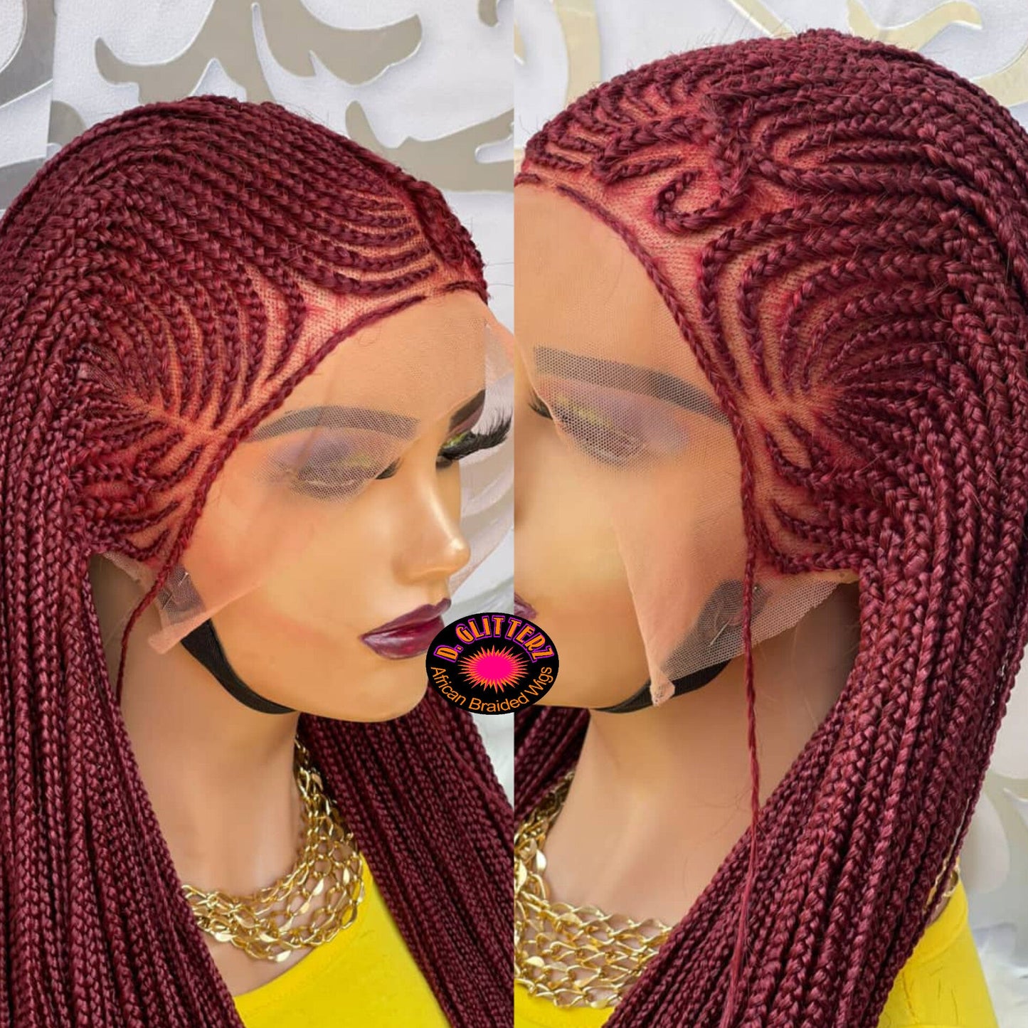 AFRICAN BRAIDED CONROW WIGS ON 13*6 LACE CLOSURE - d.glitterzwigs