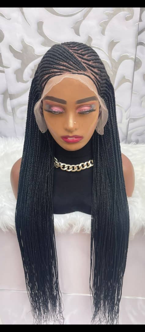 AFRICAN BRAIDED CONROW WIGS ON 13*6 LACE CLOSURE - d.glitterzwigs