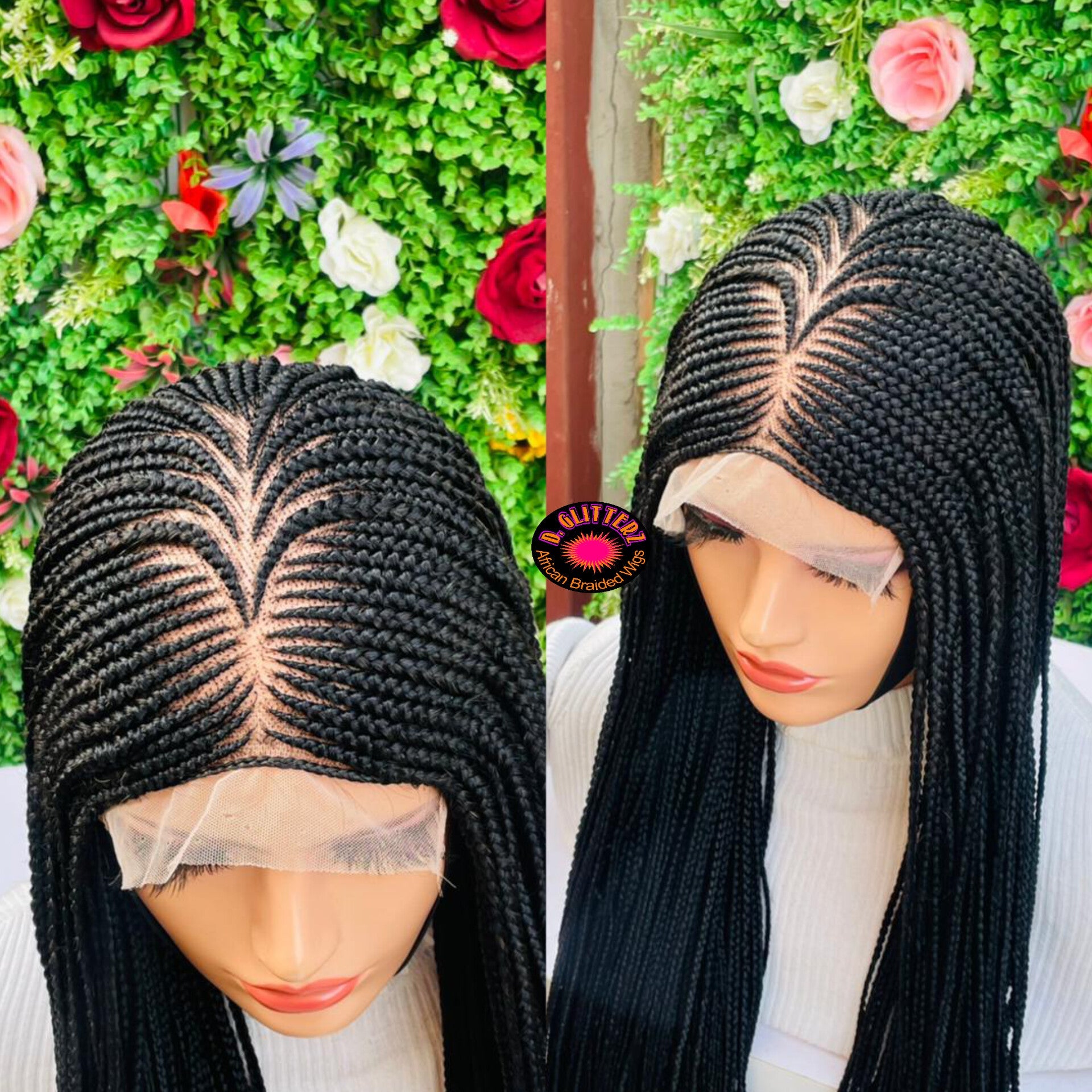 AFRICAN BRAIDED CONROW WIGS ON 8*8 LACE CLOSURE - d.glitterzwigs