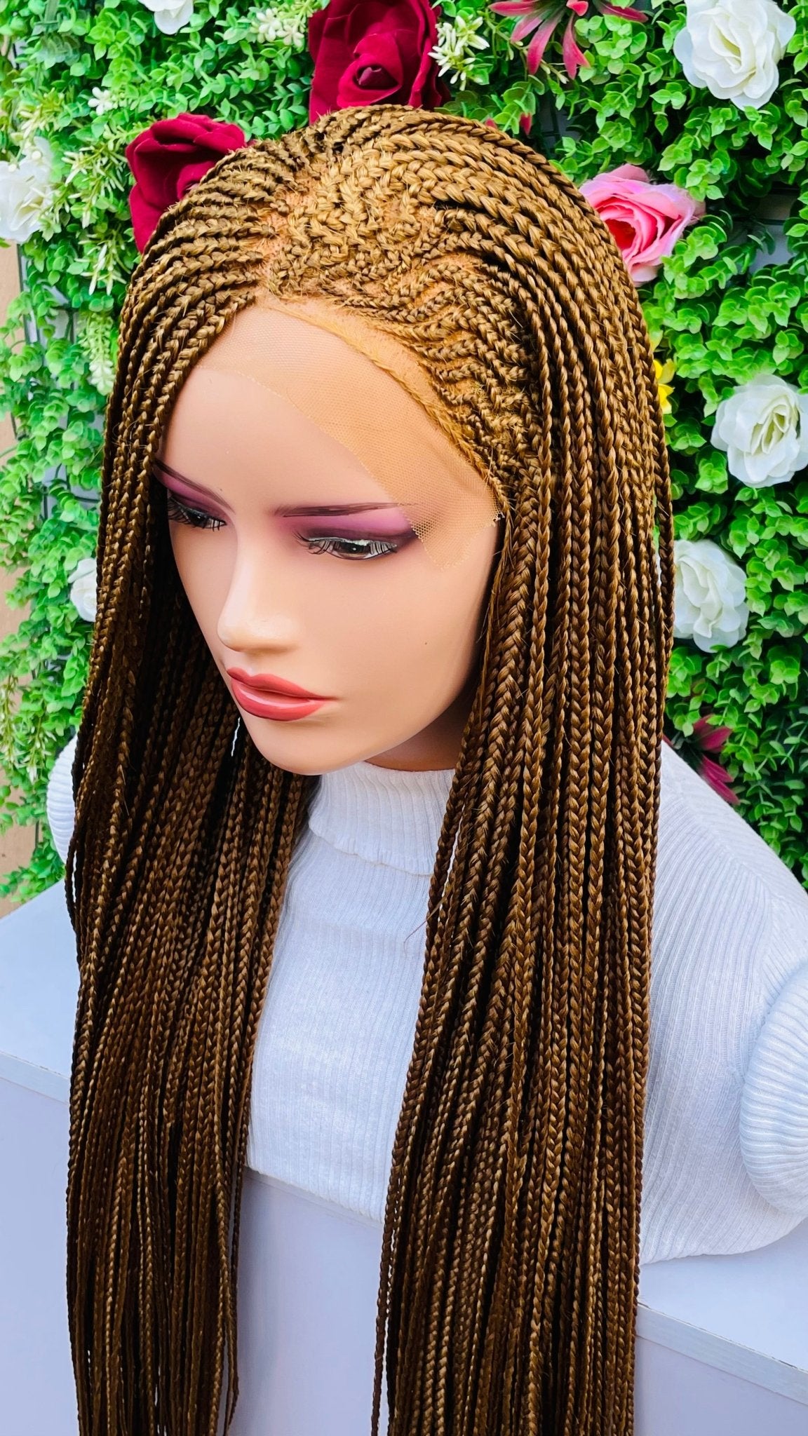 AFRICAN BRAIDED CONROW WIGS ON FRONTAL LACE CLOSURE - d.glitterzwigs