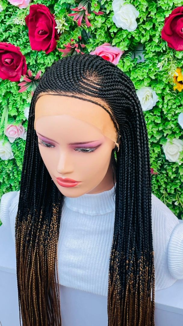 AFRICAN BRAIDED CONROW WIGS ON FRONTAL LACE CLOSURE - d.glitterzwigs