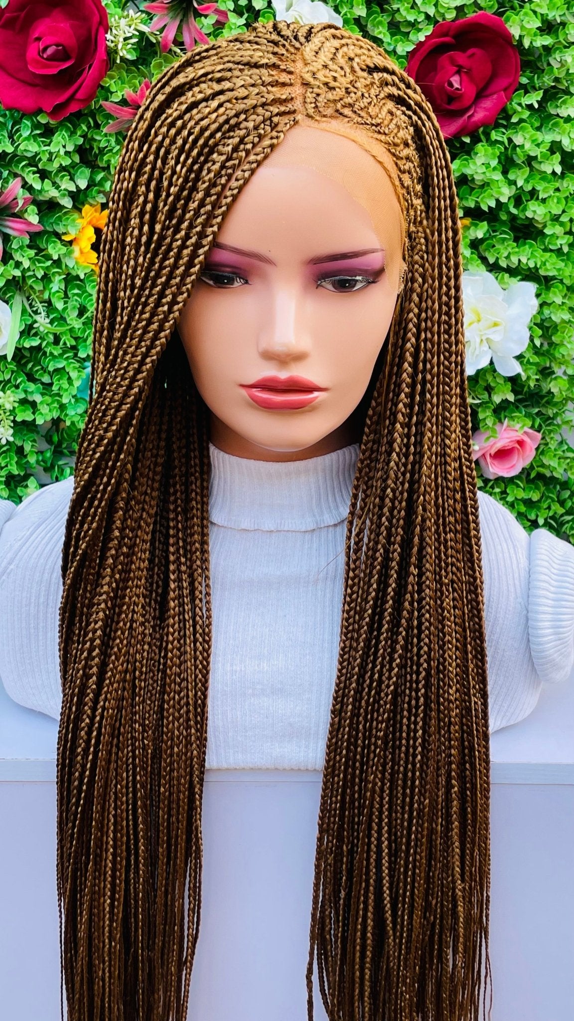 AFRICAN BRAIDED CONROW WIGS ON FRONTAL LACE CLOSURE - d.glitterzwigs