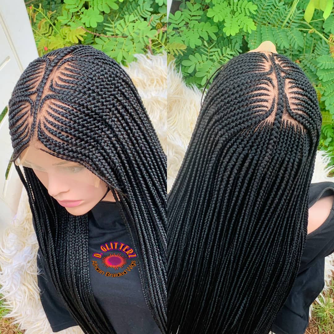 AFRICAN BRAIDED CONROW WIGS PN 8*8 LACE CLOSURE - d.glitterzwigs