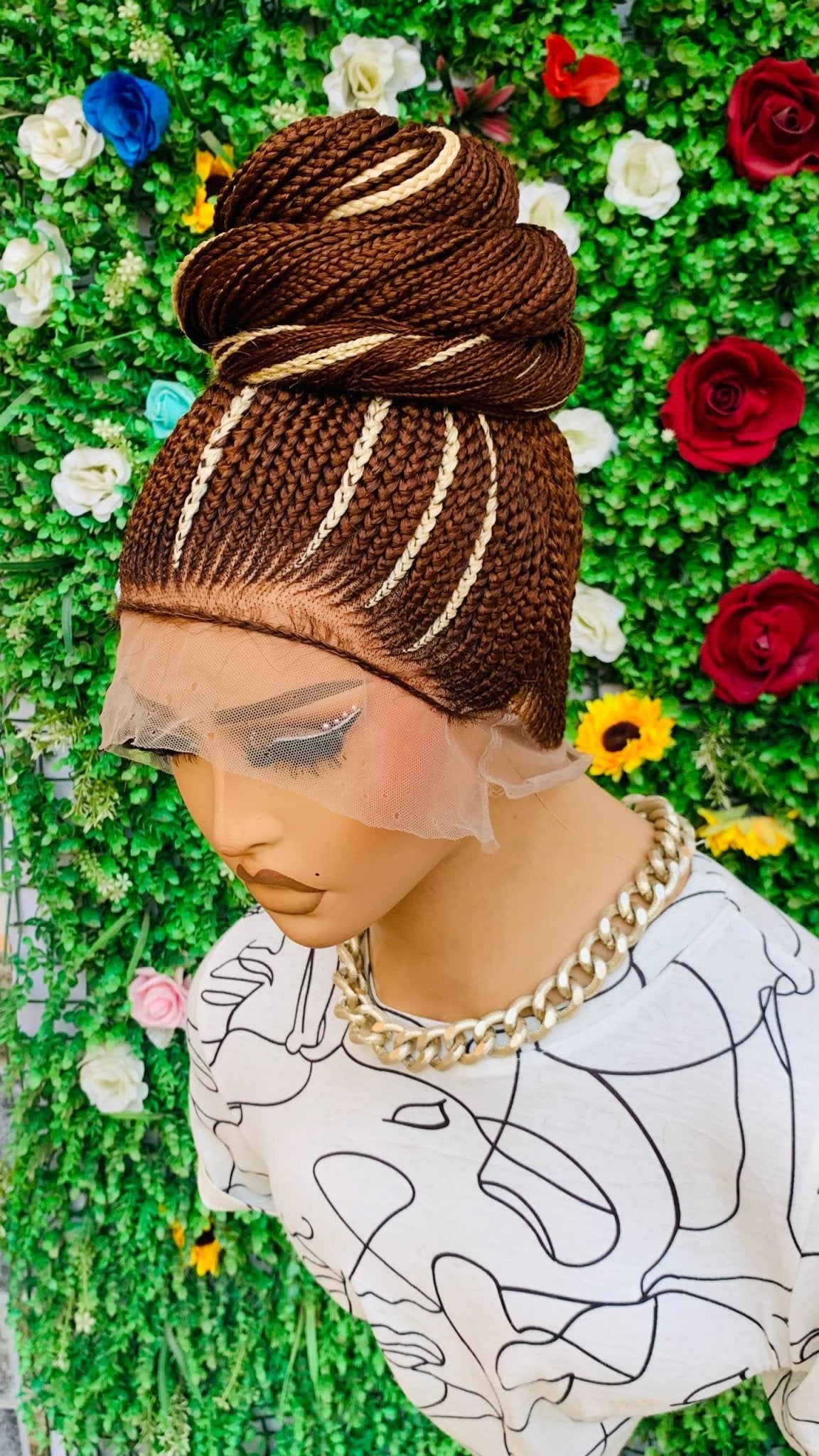 AFRICAN BRAIDED PONYTAIL WIGS ON 360 LACE CLOSURE - d.glitterzwigs