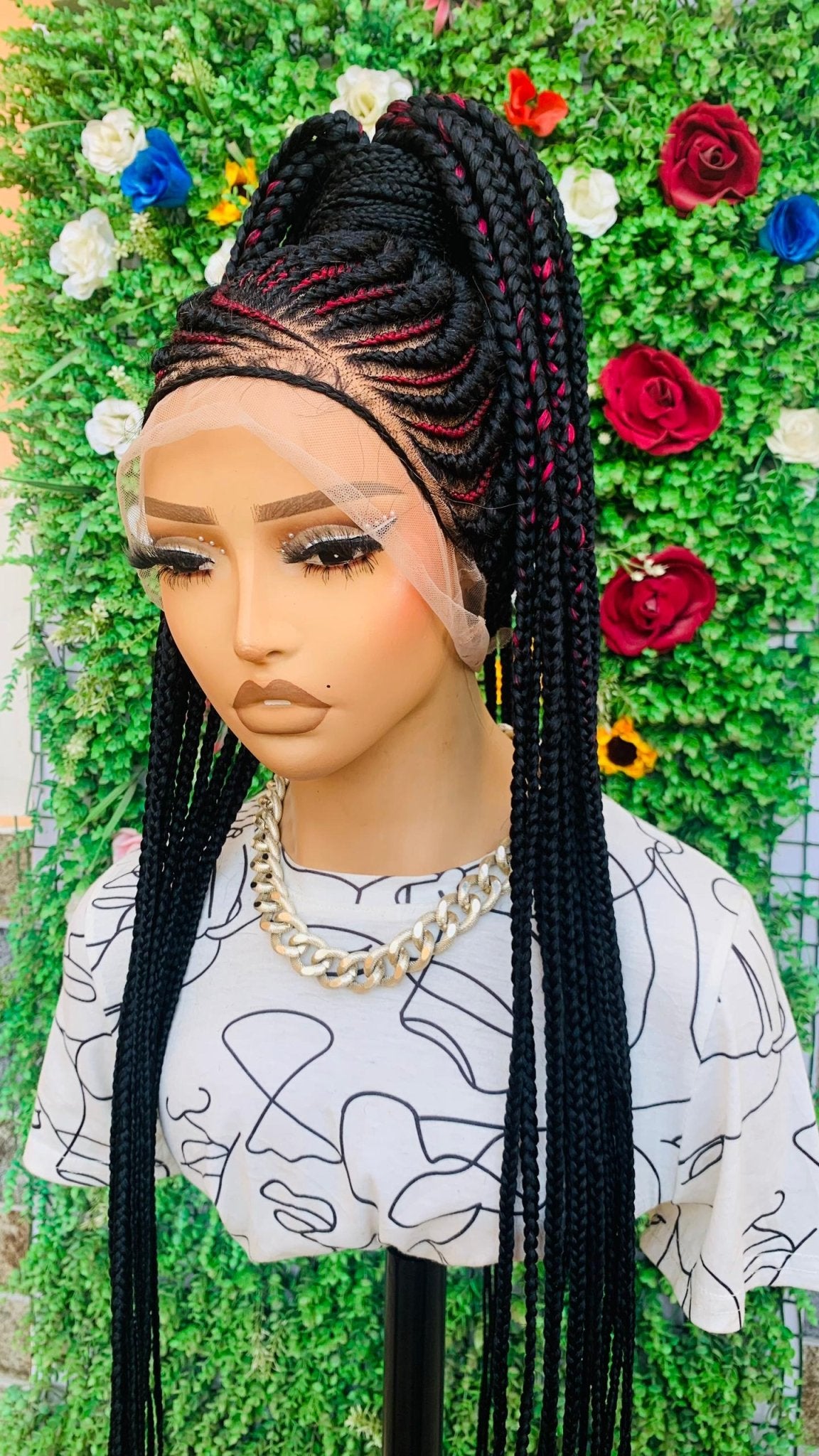 AFRICAN BRAIDED PONYTAIL WIGS ON 360 LACE CLOSURE - d.glitterzwigs