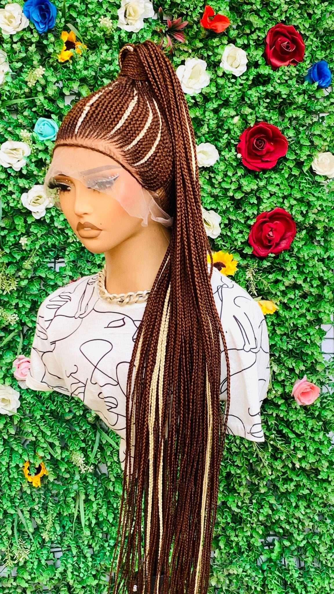 AFRICAN BRAIDED PONYTAIL WIGS ON 360 LACE CLOSURE - d.glitterzwigs