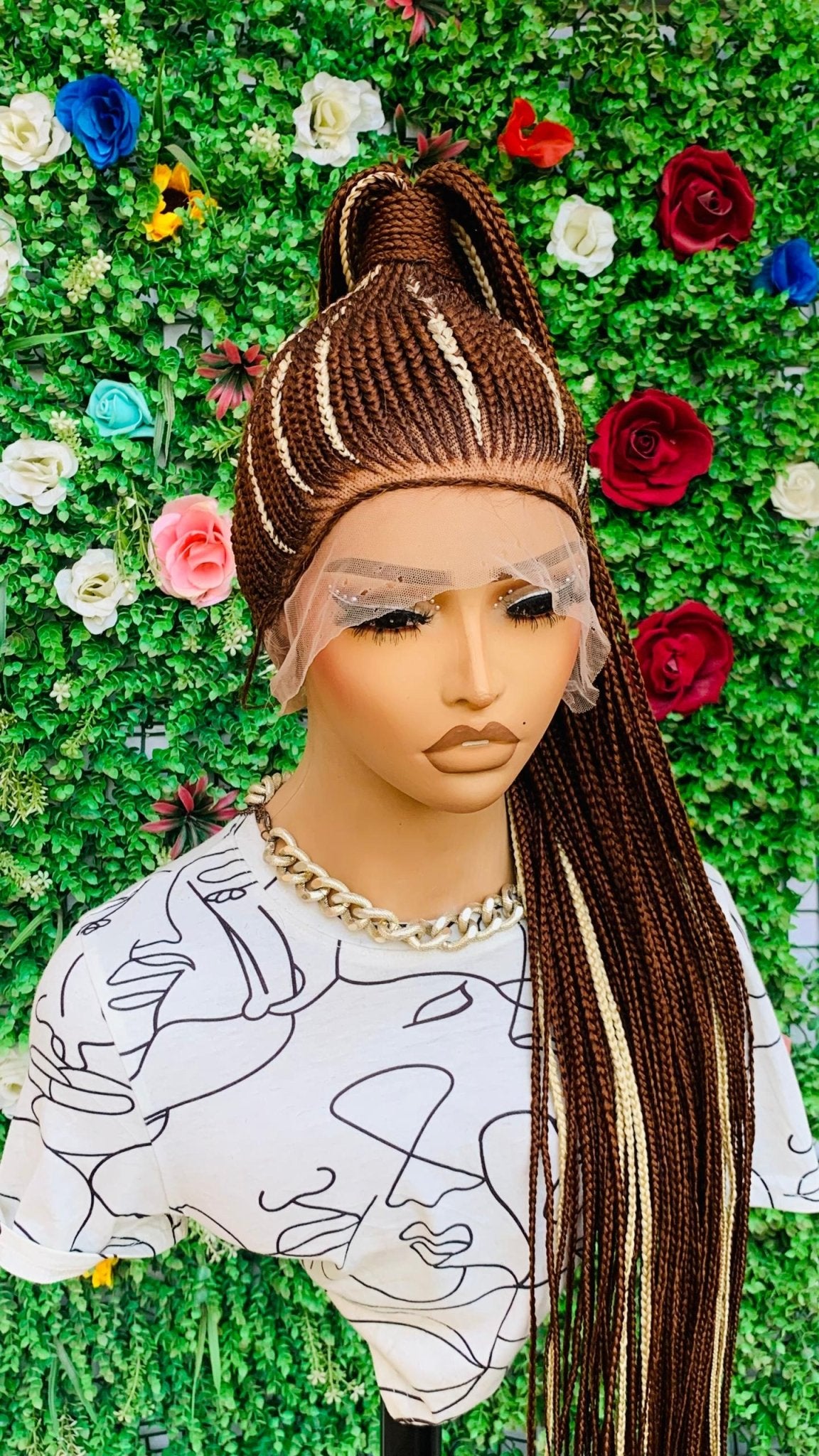 AFRICAN BRAIDED PONYTAIL WIGS ON 360 LACE CLOSURE - d.glitterzwigs