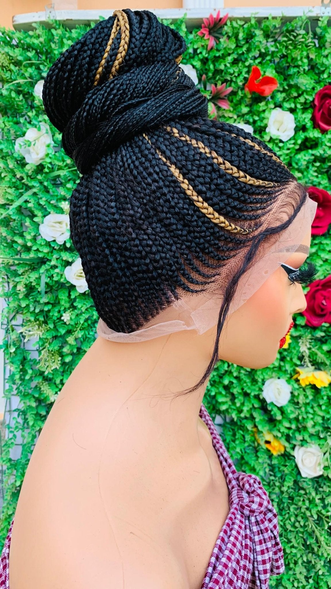 AFRICAN BRAIDED PONYTAIL WIGS ON 360 LACE CLOSURE - d.glitterzwigs