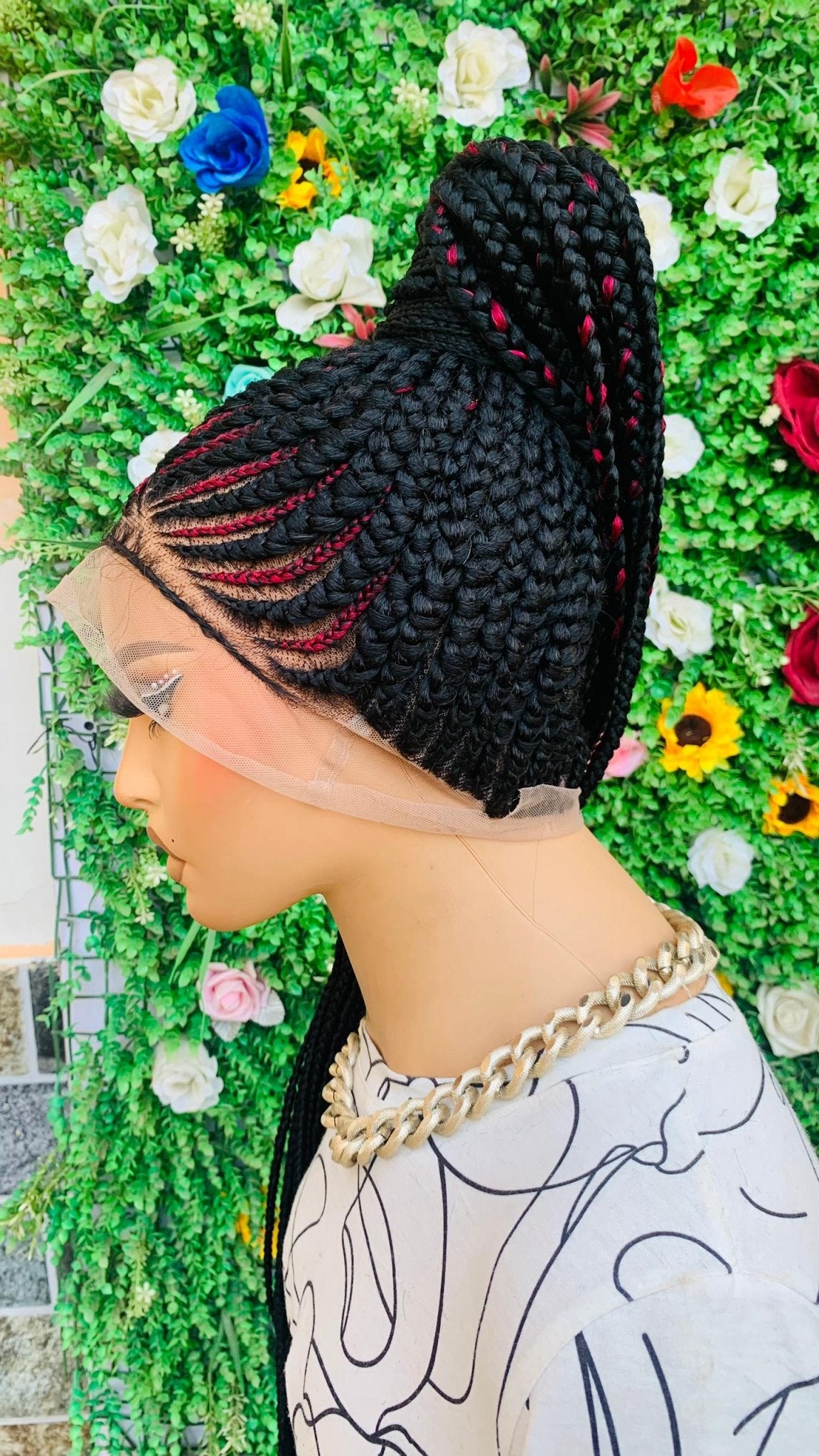 AFRICAN BRAIDED PONYTAIL WIGS ON 360 LACE CLOSURE - d.glitterzwigs