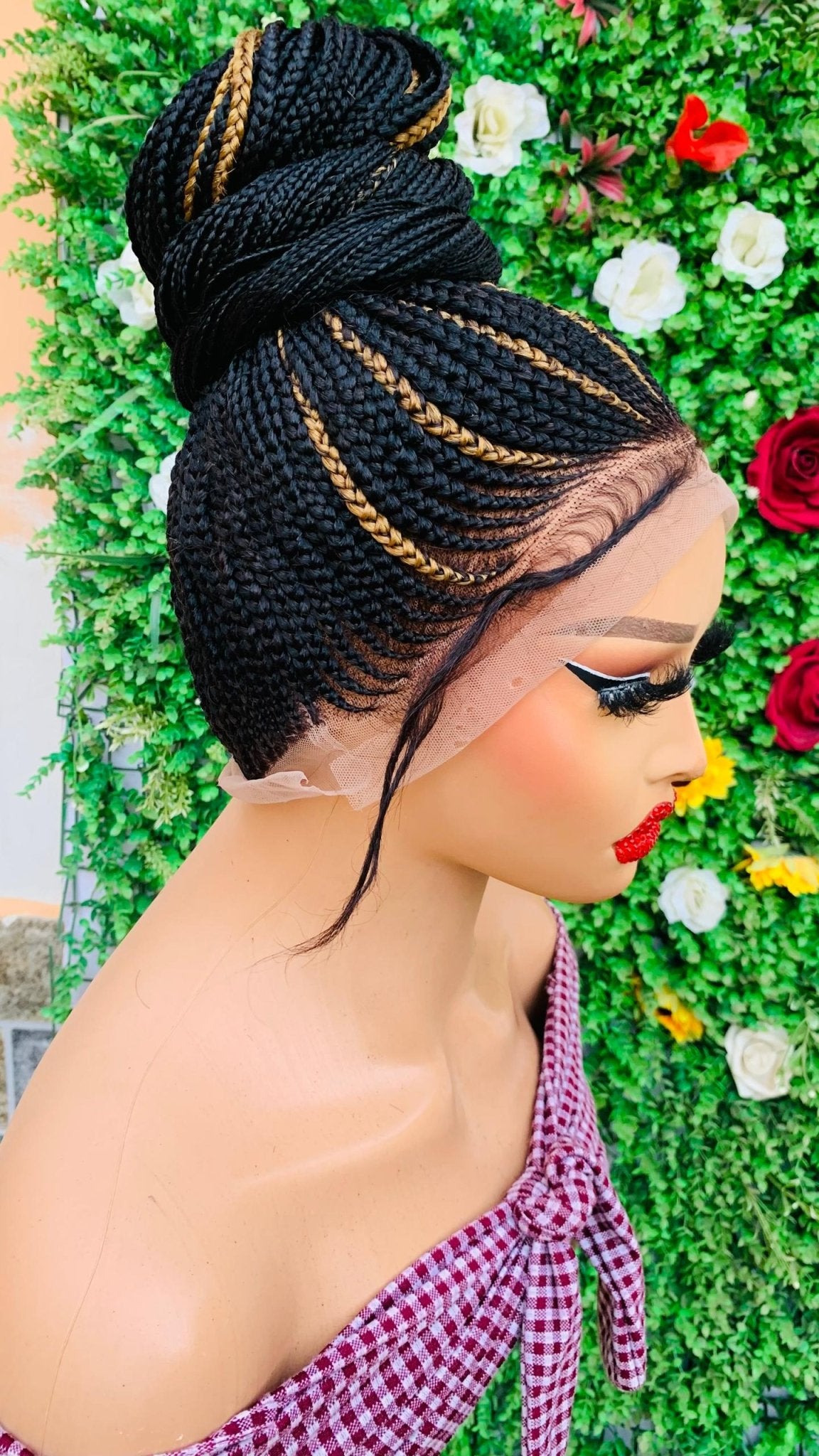 AFRICAN BRAIDED PONYTAIL WIGS ON 360 LACE CLOSURE - d.glitterzwigs