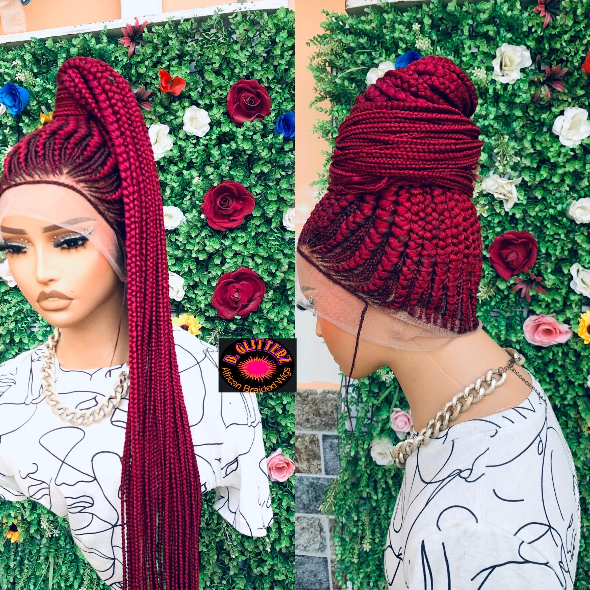 AFRICAN BRAIDED PONYTAIL WIGS ON 360 LACE CLOSURE - d.glitterzwigs