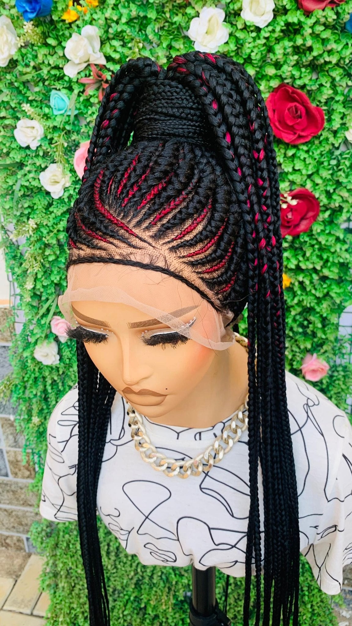 AFRICAN BRAIDED PONYTAIL WIGS ON 360 LACE CLOSURE - d.glitterzwigs