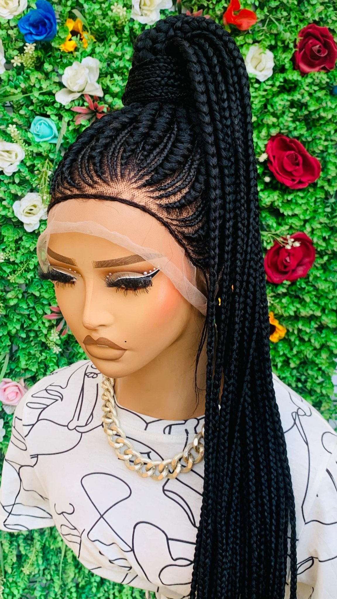 AFRICAN BRAIDED PONYTAIL WIGS ON 360 LACE CLOSURE - d.glitterzwigs