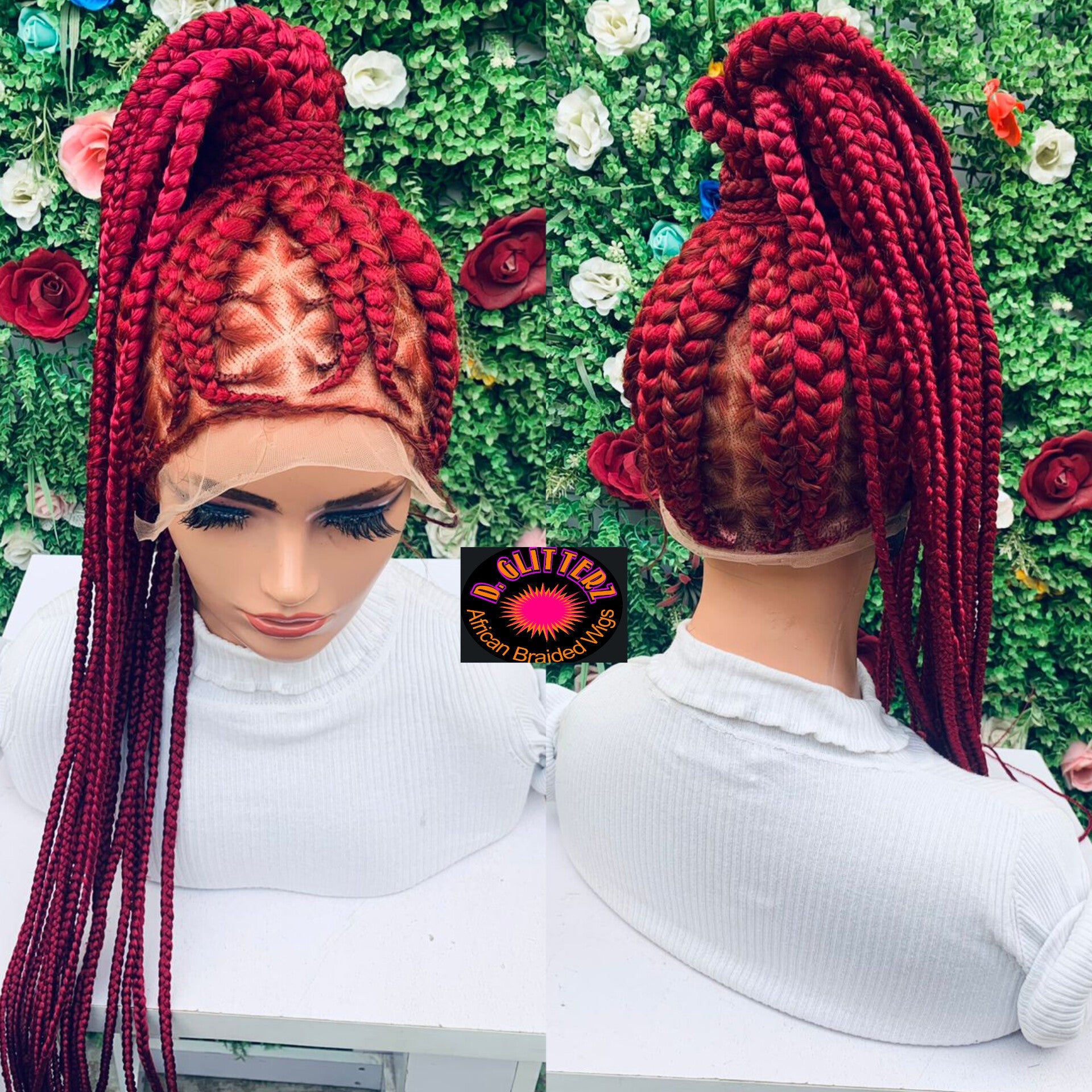 AFRICAN BRAIDED PONYTAIL WIGS ON FULL LACE CLOSURE - d.glitterzwigs