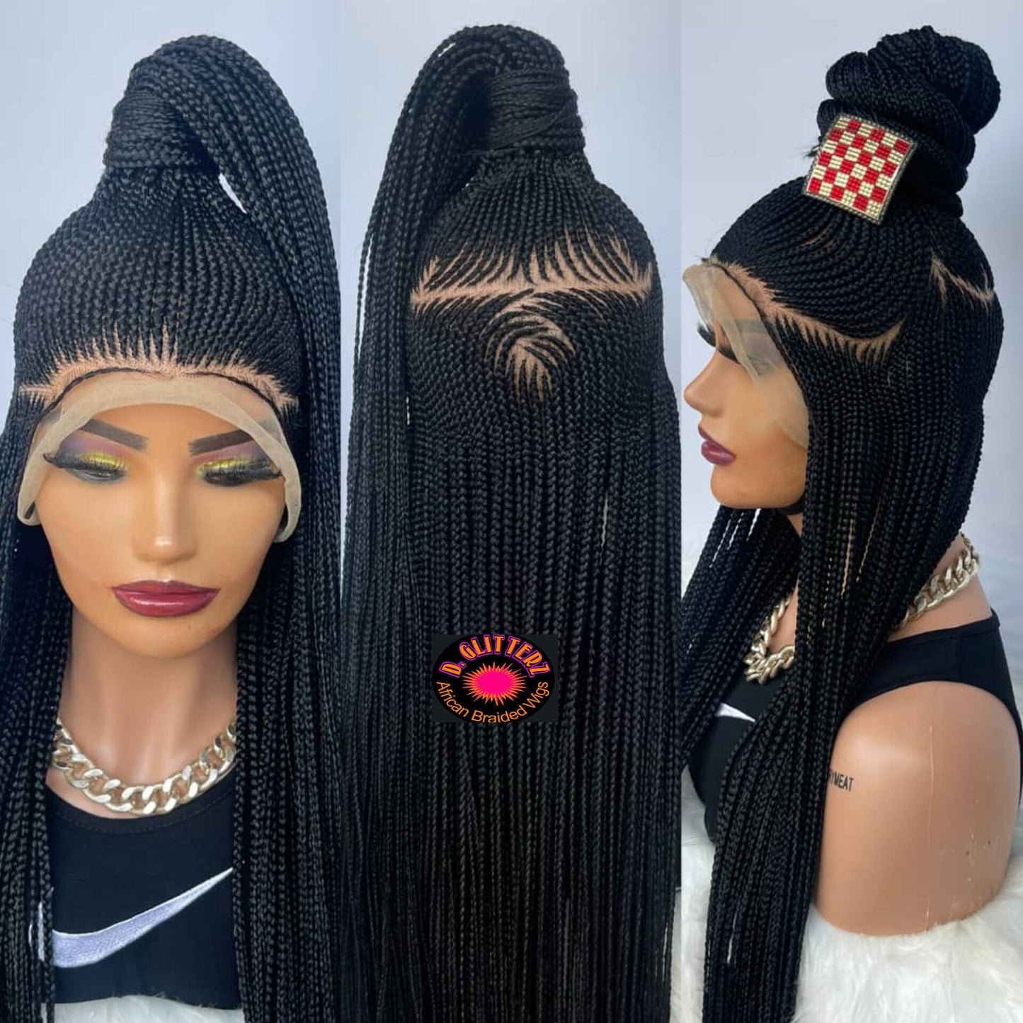 AFRICAN BRAIDED WIG ON FULL LACE CLOSURE - d.glitterzwigs