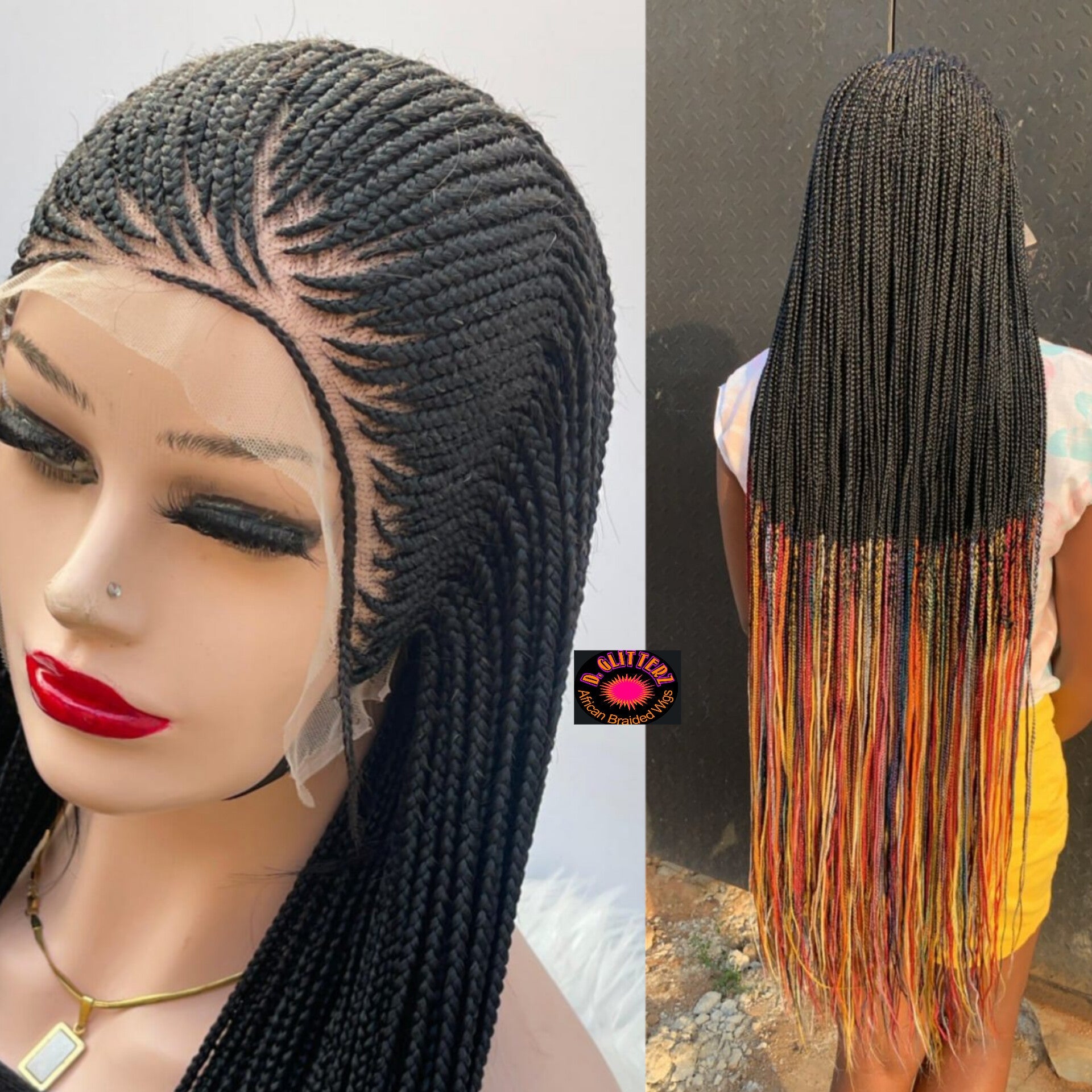 AFRICAN BRAIDED WIGS ON 13*6 FRONTAL LACE CLOSURE - d.glitterzwigs