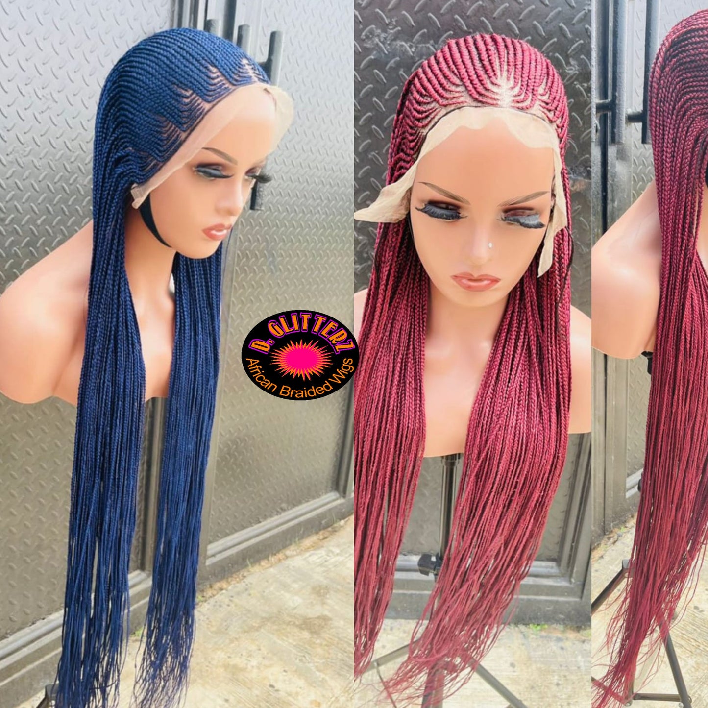 AFRICAN BRAIDED WIGS (SEVEN SEVEN BRAIDED STYLE) ON 13*6 FRONTAL CLOSURE - d.glitterzwigs
