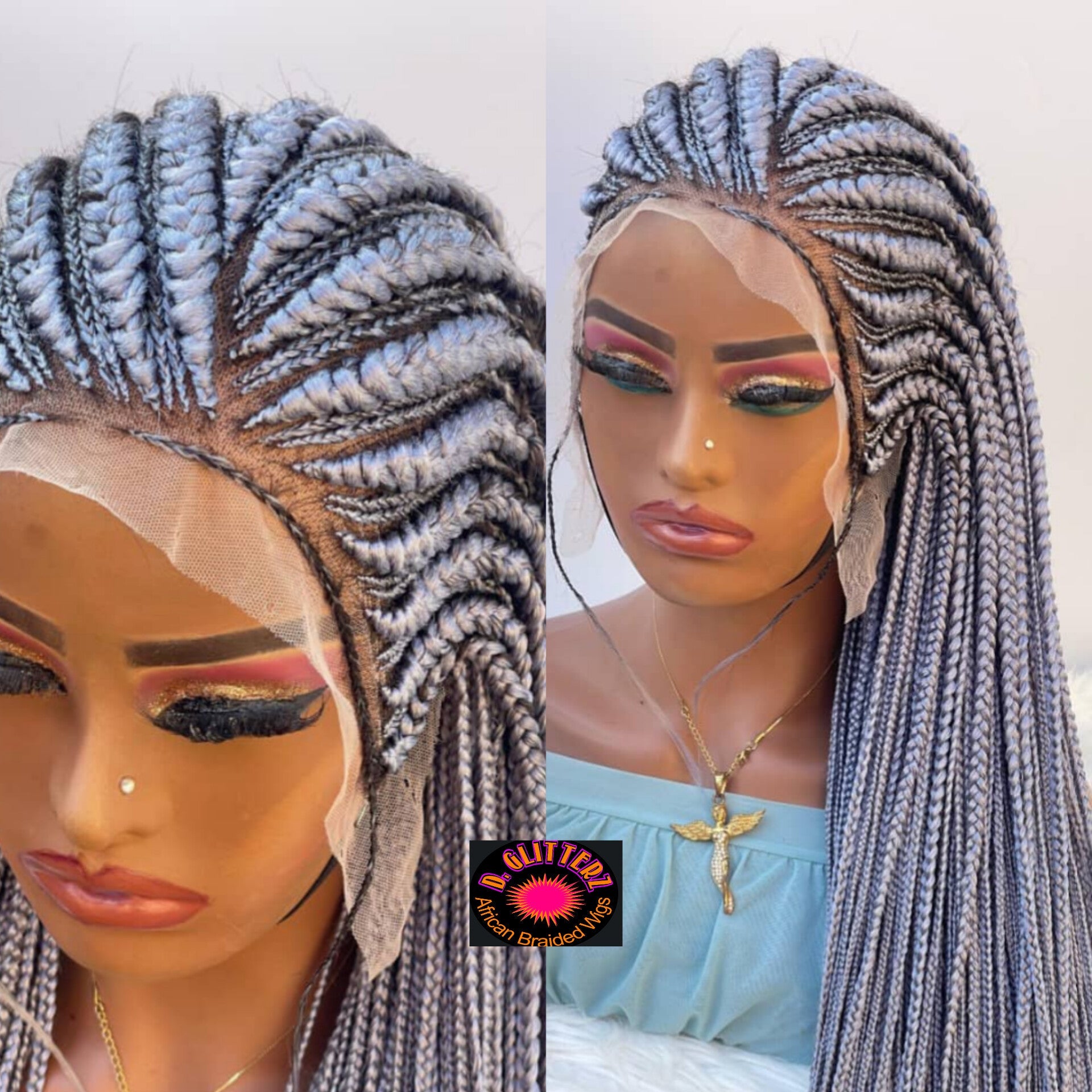 ALL BACK BRAIDED WIGS ON 13*6 LACE CLOSURE - d.glitterzwigs