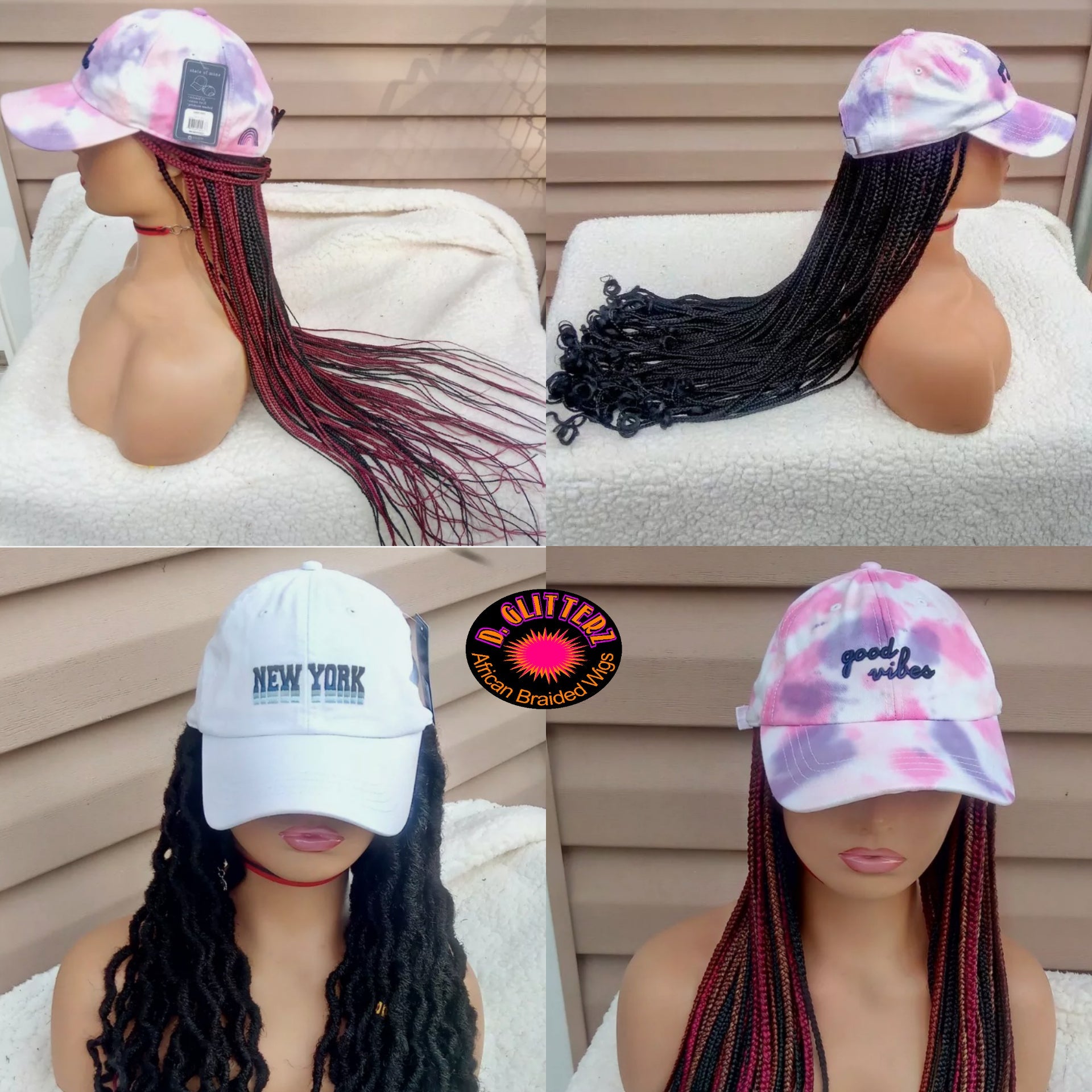 Baseball Base Braided Caps - d.glitterzwigs