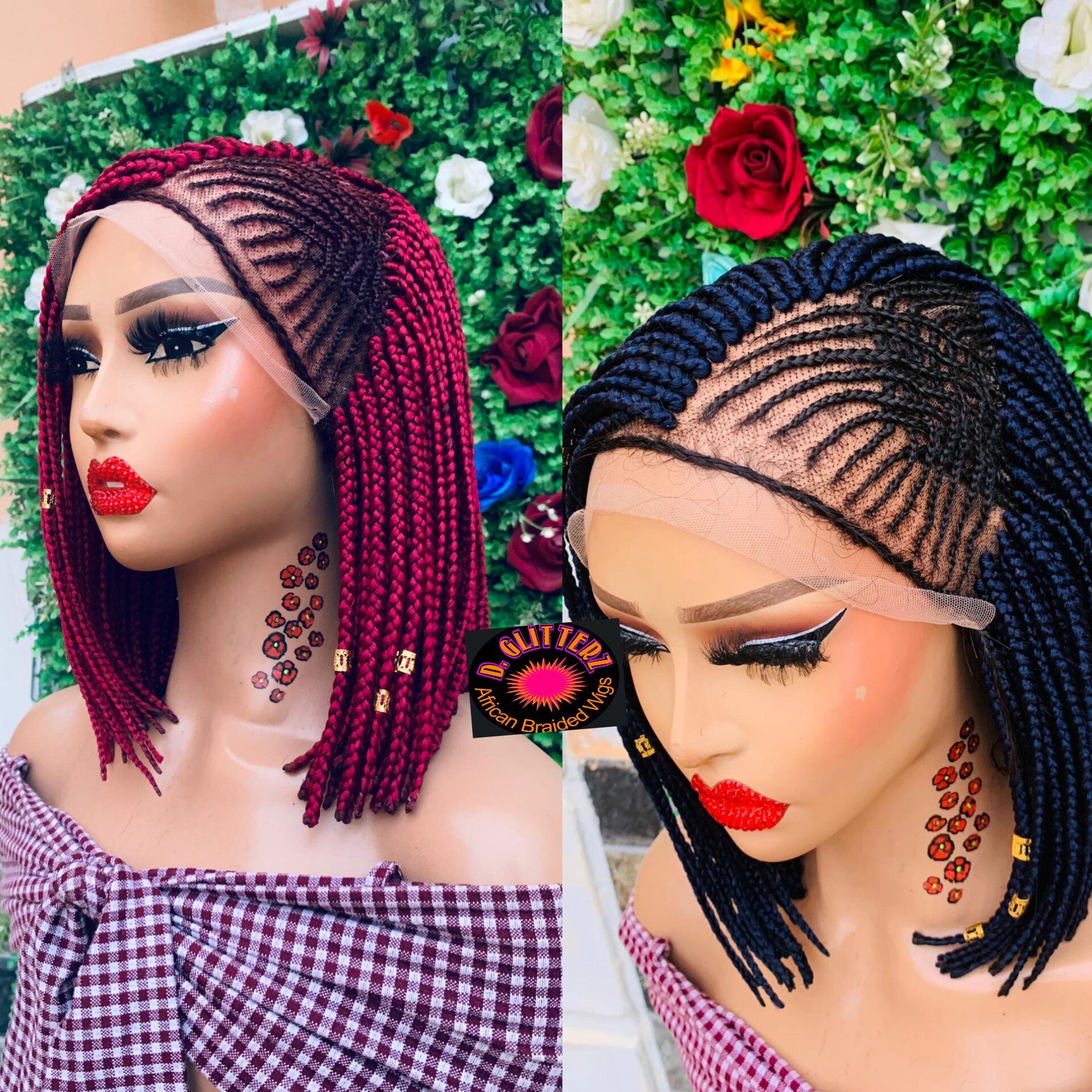 BRAIDED BOB WIGS ON 13*6 LACE CLOSURE - d.glitterzwigs