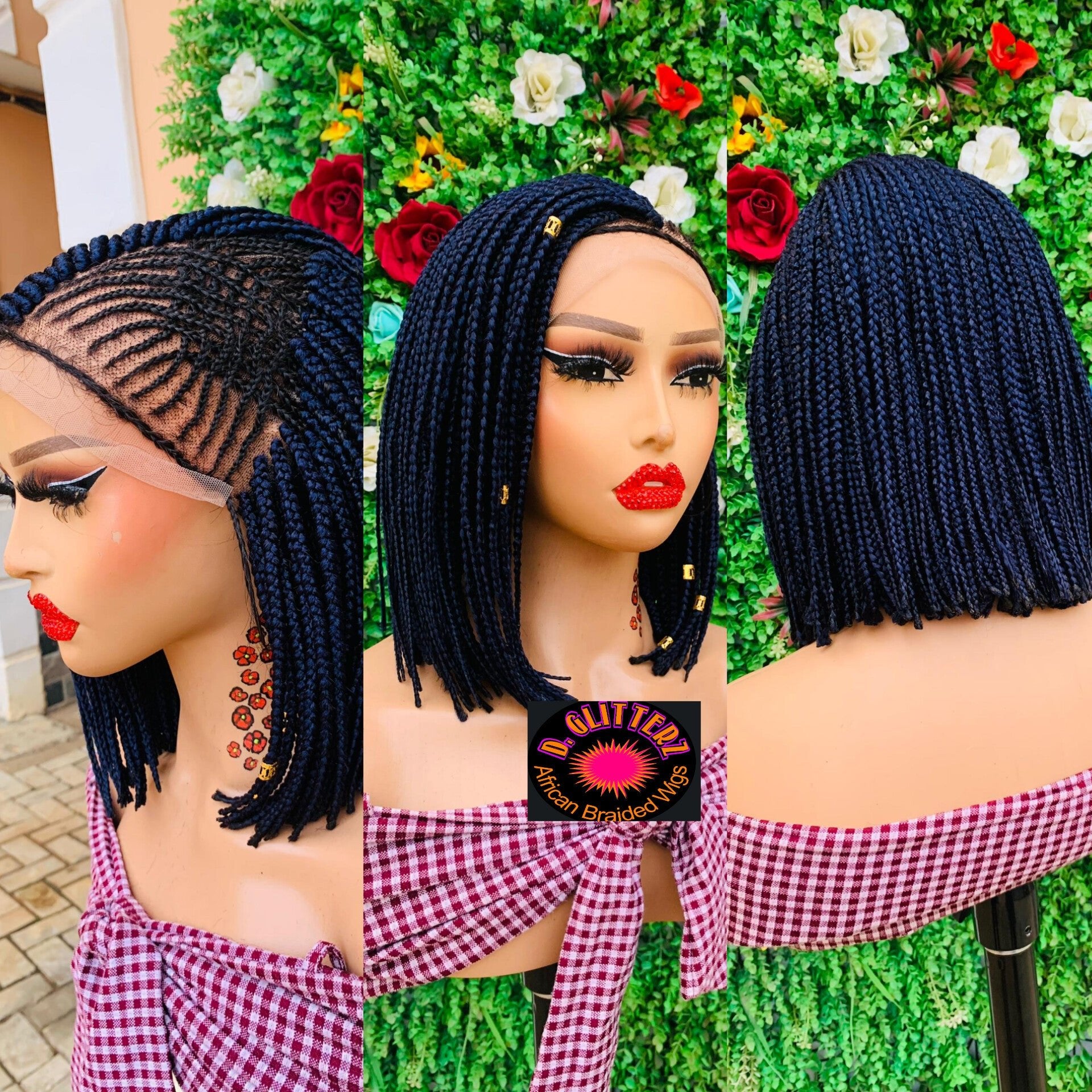 BRAIDED BOB WIGS ON 13*6 LACE CLOSURE - d.glitterzwigs