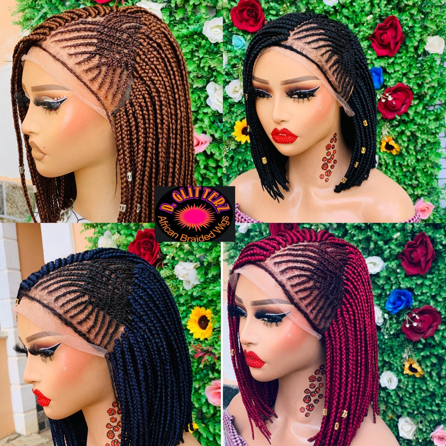 BRAIDED BOB WIGS ON 13*6 LACE CLOSURE - d.glitterzwigs