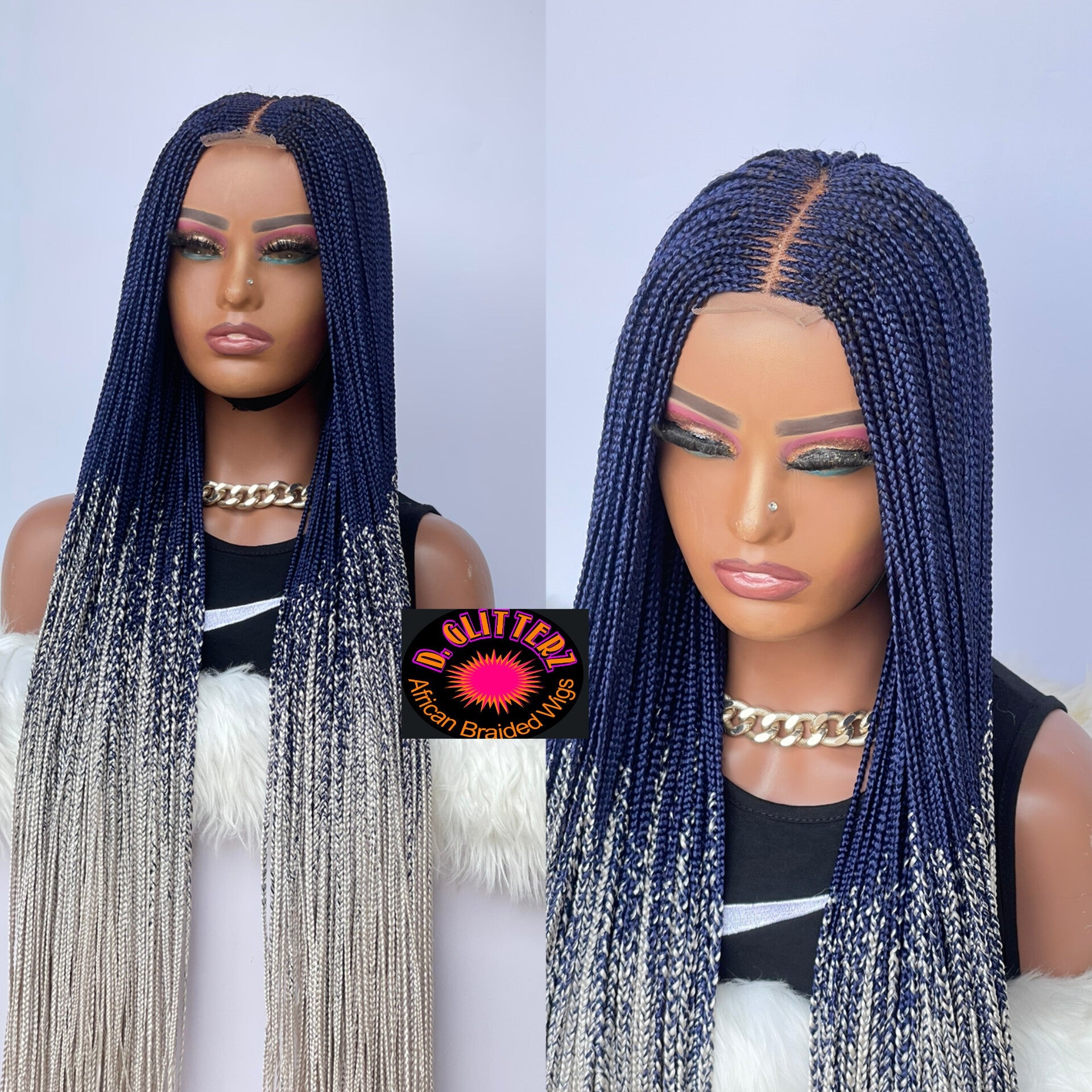 HALF CLOSURE BRAIDED CONROW WIGS ON 2*4LACE CLOSURE - d.glitterzwigs