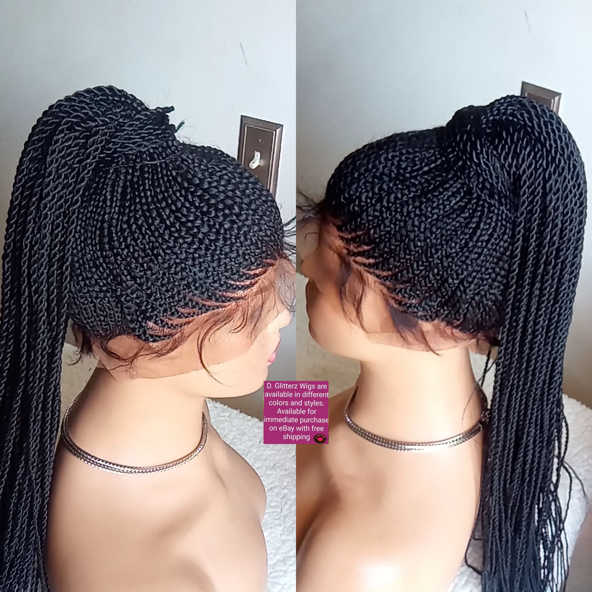 PONYTAIL AFRICAN BRAIDED WIGS ON 360 LACE CLOSURE 35" & 38" - d.glitterzwigs