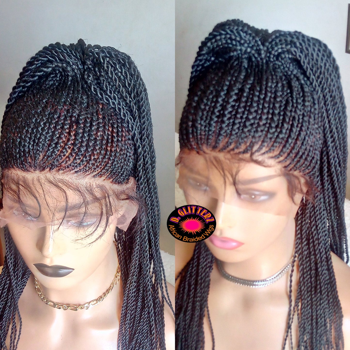 PONYTAIL AFRICAN BRAIDED WIGS ON 360 LACE CLOSURE 35" & 38" - d.glitterzwigs