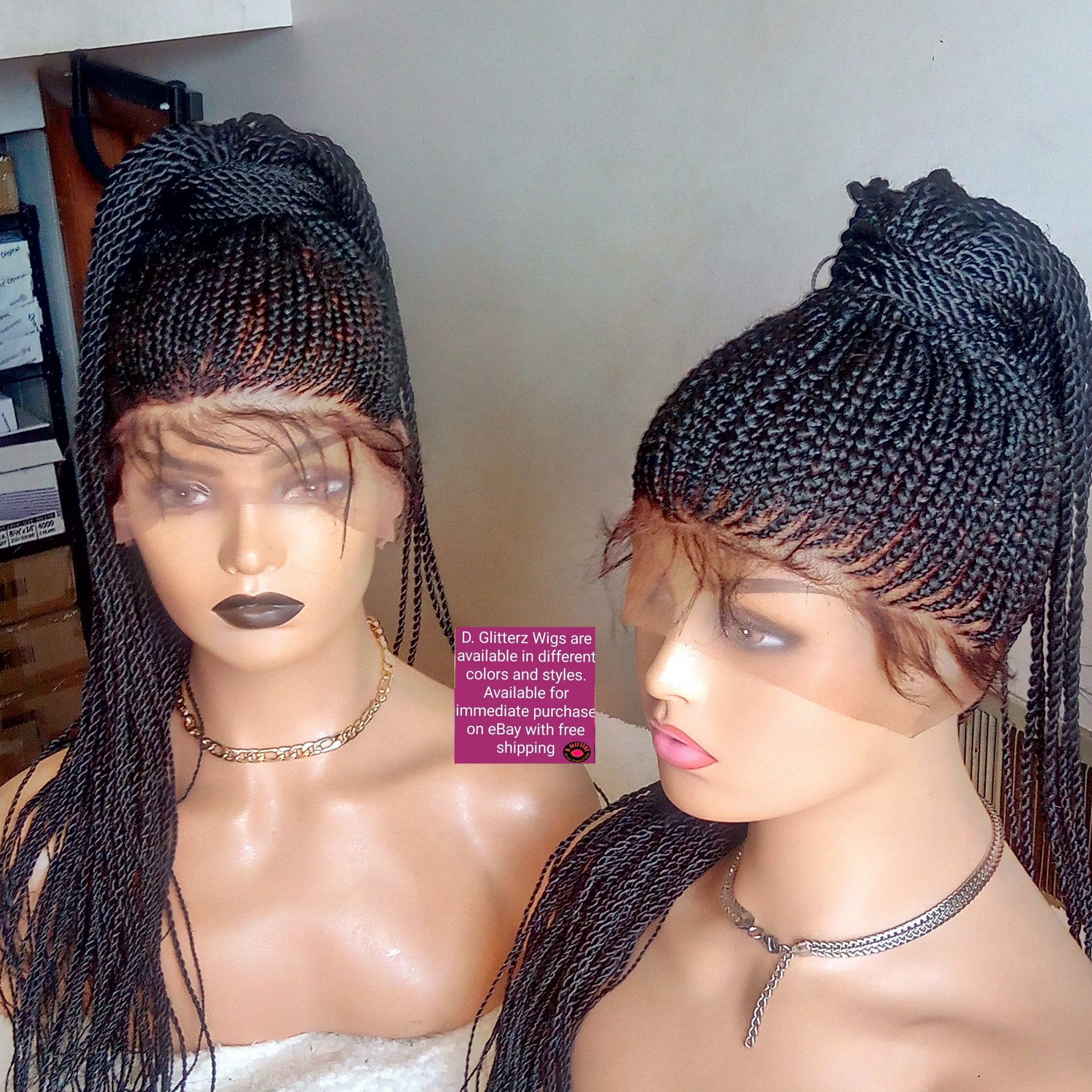 PONYTAIL AFRICAN BRAIDED WIGS ON 360 LACE CLOSURE 35" & 38" - d.glitterzwigs