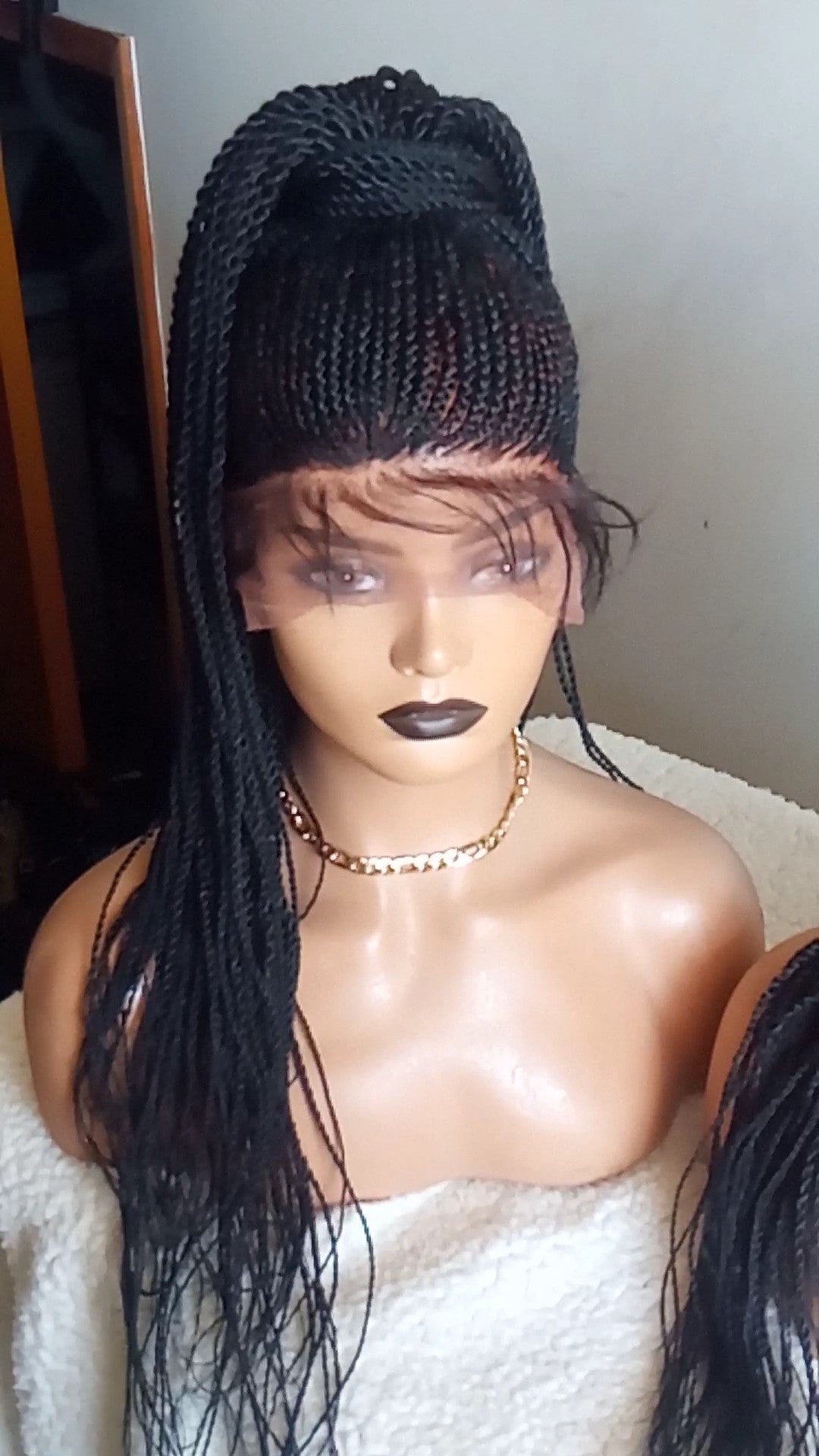 PONYTAIL AFRICAN BRAIDED WIGS ON 360 LACE CLOSURE 35" & 38" - d.glitterzwigs