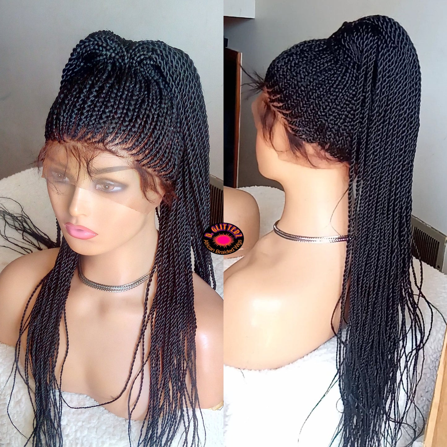 PONYTAIL AFRICAN BRAIDED WIGS ON 360 LACE CLOSURE 35" & 38" - d.glitterzwigs