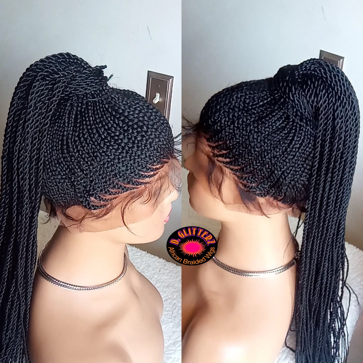 PONYTAIL AFRICAN BRAIDED WIGS ON 360 LACE CLOSURE 35" & 38" - d.glitterzwigs