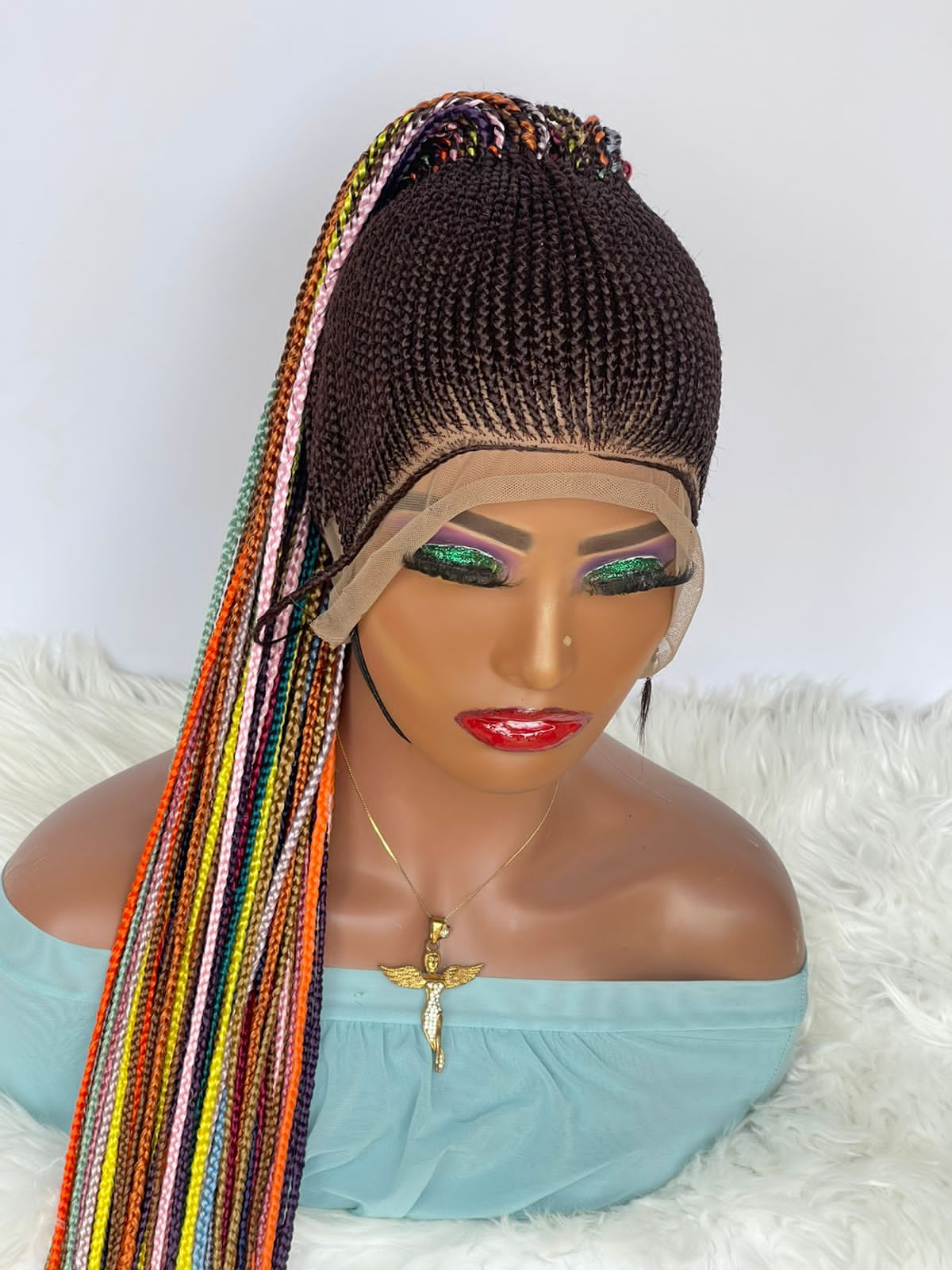 PONYTAIL BRAIDED WIGS ON 360 LACE CLOSURE - d.glitterzwigs