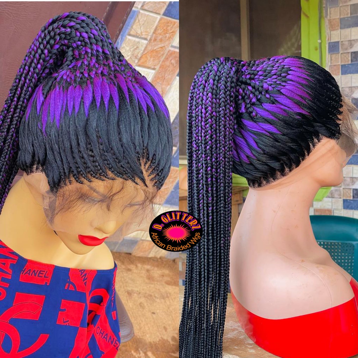 TISSUE PONYTAIL BRAIDED WIGS ON 360 LACE CLOSURES - d.glitterzwigs
