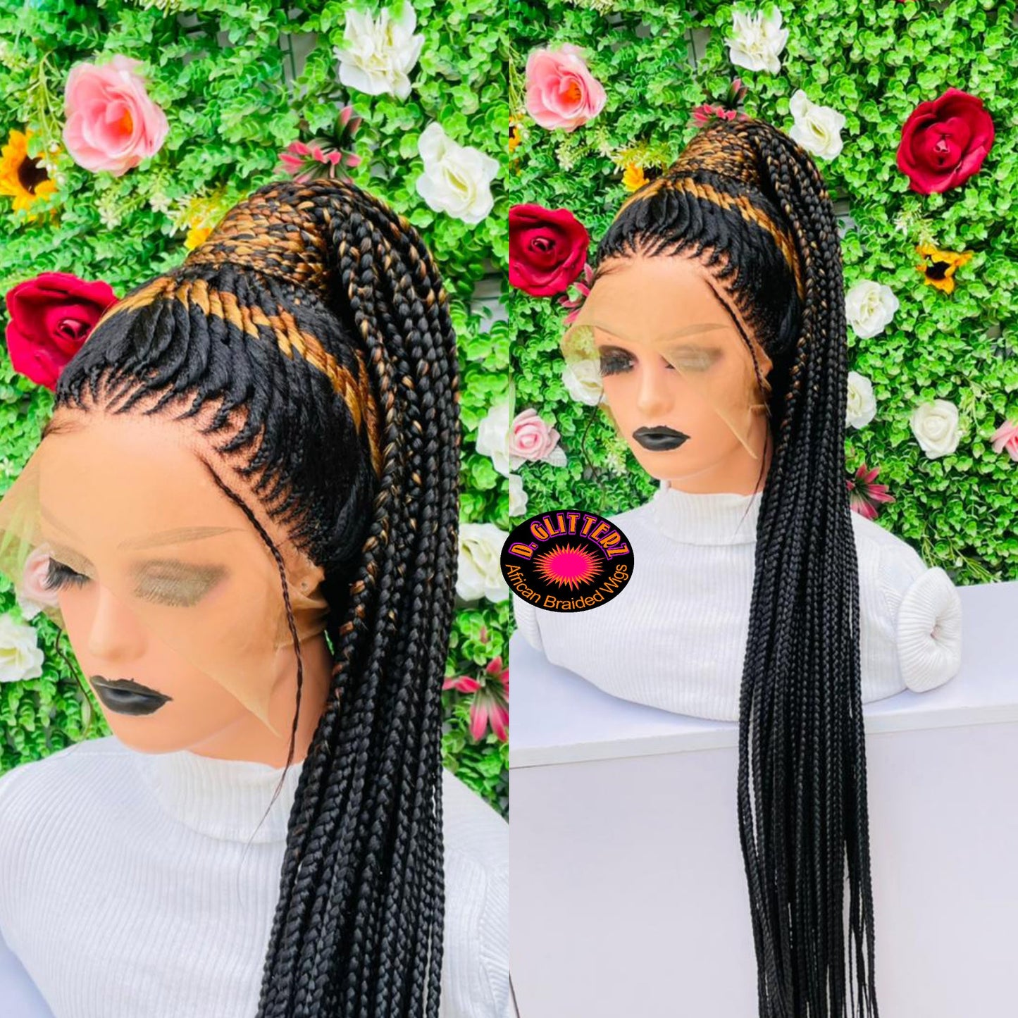 TISSUE PONYTAIL BRAIDED WIGS ON 360 LACE CLOSURES - d.glitterzwigs