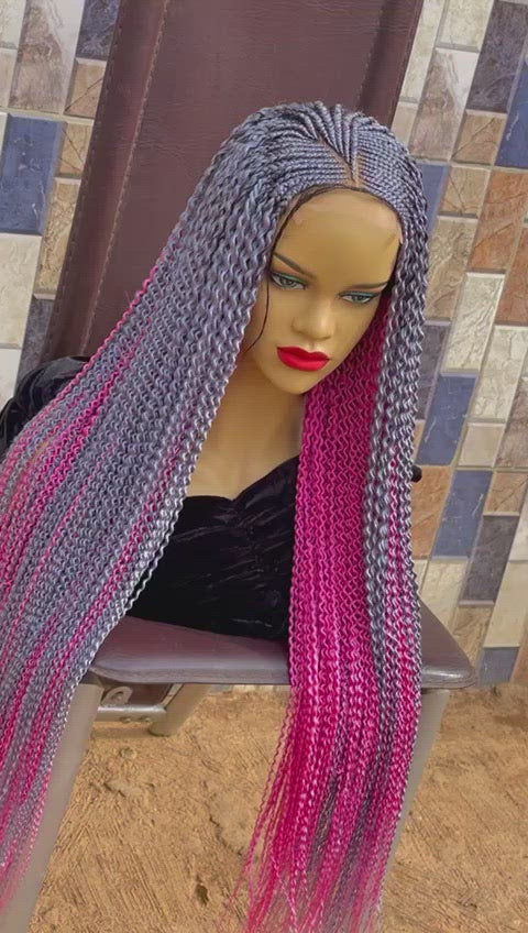 WATERMELON BRAIDED WIGS ON 4*4 CLOSURE